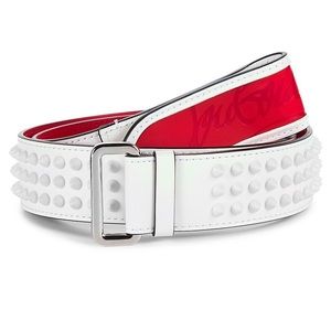 Christian Louboutin - Loubi Spiked Leather Belt - White